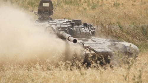 Moving Tank in the Army Field