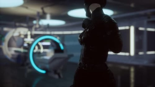 Futuristic Woman in Sci Fi Laboratory