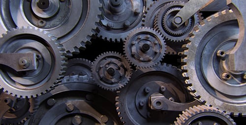 Interlocking Metal Gears in Motion