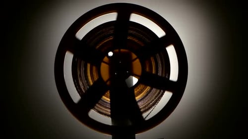 Fast Rewind the Film on the Old Retro Cinema Projector