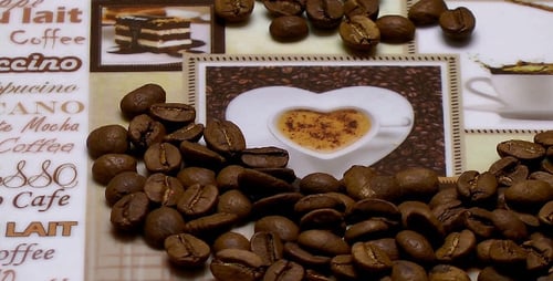 Coffee Beans and Coffee Themed Background