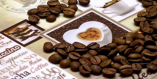 Coffee Beans on a Coffee-Themed Background