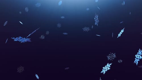 Animation of a beautiful Christmas snow with large snowflakes on a blue background.