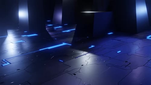 Futuristic Blue Circuit Board Grid Technology Background Animation