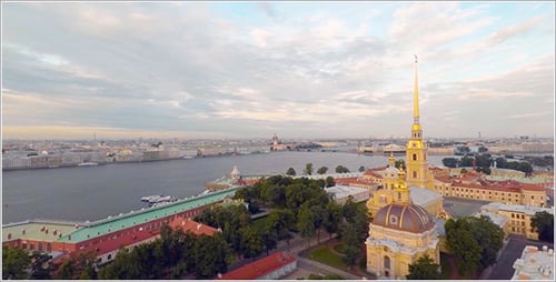 Aerial View of St. Petersburg Russia at Sunset