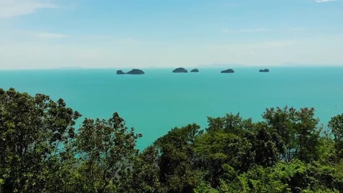 Turquoise Ocean and Tropical Islands Aerial View