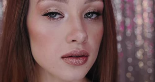 Woman's Face with Elegant Make Up Close Up