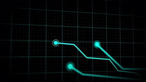 Digital Line Graph Data Trend Animation with Glowing Points