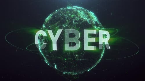 Futuristic Digital Earth with Glowing Cyber Text Animation