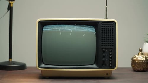 Vintage Television with Static on the Screen