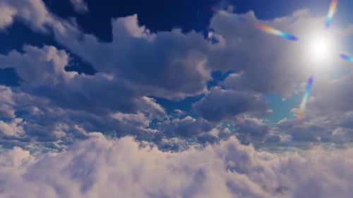 Dynamic Flight Through Realistic Clouds and Blue Sky