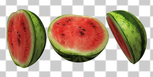 Realistic 3D Watermelon Rotation with Alpha Channel