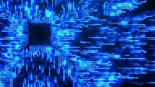 Futuristic Blue Digital Data Flow Circuit Board Animation