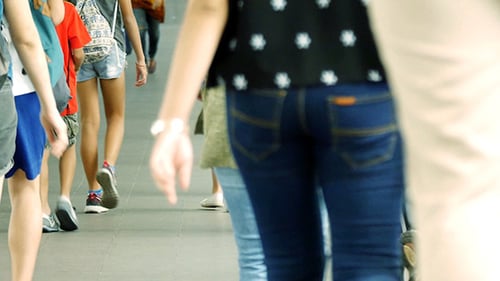 People Walking in an Urban Area, Lower Body View