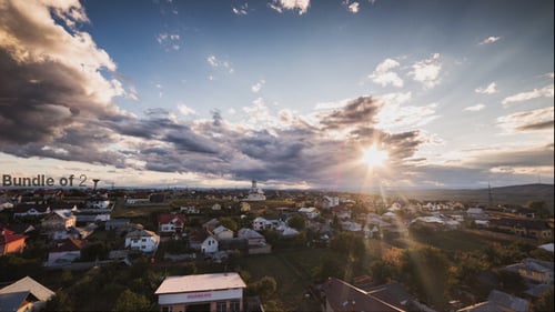 Dramatic Clouds and Medieval City