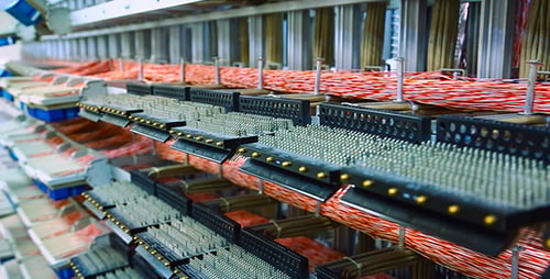 Server Pins and Cables in a Server Room