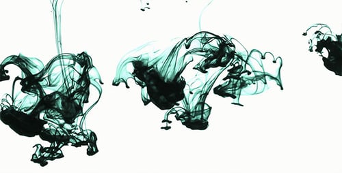 Black and Green Ink Dropping and Swirling