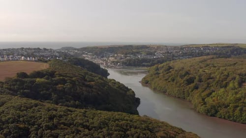 The Coastal Town of Looe in Cornwall UK Seen From The Air in the Summer