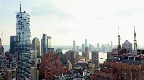 Tall High Rise Buildings In New York Cut Through Sky