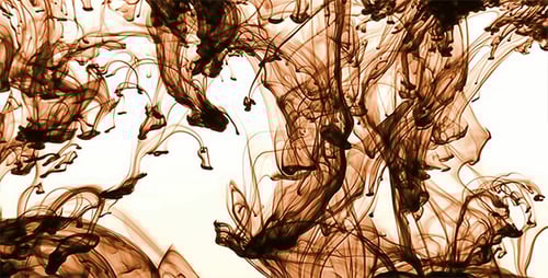 Dark Brown Ink Swirling in Clear Liquid