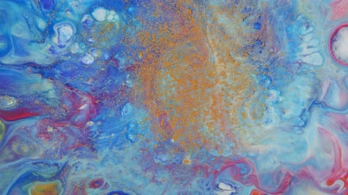 Swirling Abstract Colors with Glittering Gold Particles