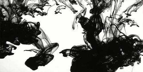 Abstract Black Ink Dissolving in Clear Liquid