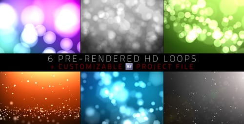 Six Animated Bokeh Light Particle Background Loops