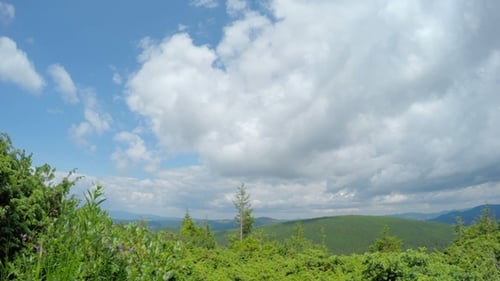 Green Mountain Landscape with Clouds Time-Lapse