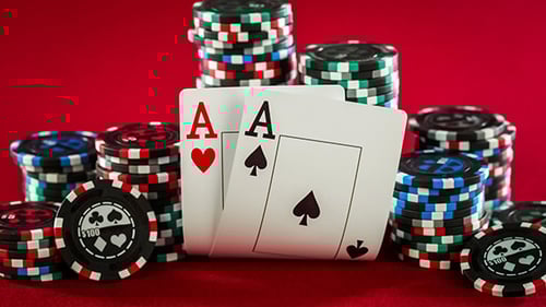 Pair of Aces and Poker Chips Still Life