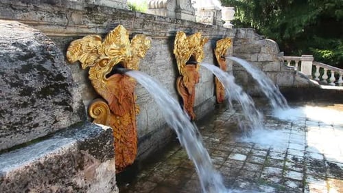 Grand Cascade Fountain In Petergof Park St. Petersburg Russia