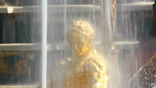 View On Famous Petergof Samson Fountain In St. Petersburg Russia