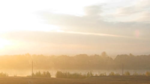 Rural Mist Landscape Sunrise Over Lake 1