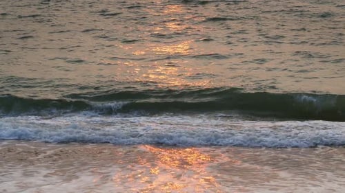 Sea Waves At Sunset On The Beach 2
