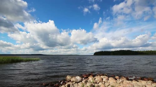 Landscape Vuoksa Lake In Russia - Clouds And Realtime Water