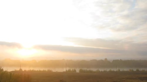 Rural Mist Landscape Sunrise Over Lake 2