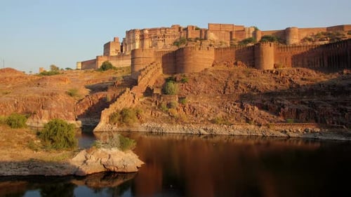Evening Fort And Lake In Jodhpur India