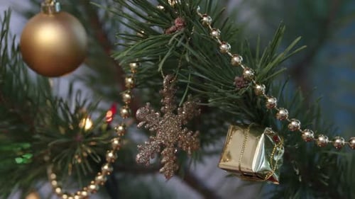 Christmas Tree with Gold Ornaments Decorations