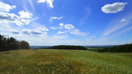 Landscape Clouds Moving Over Summer Meadow 2