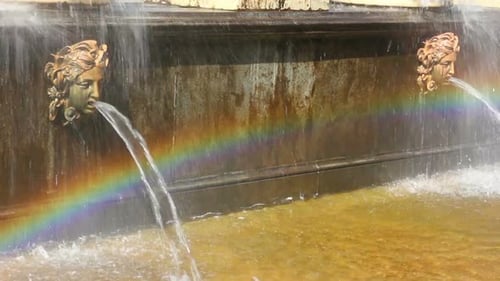 Lion Cascade Fountain Fragment In Petergof Park St. Petersburg Russia