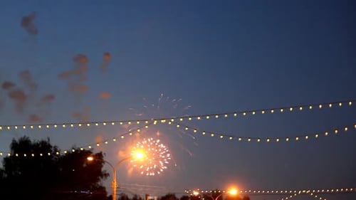 Explosive Fireworks Display Against Dark Night Sky
