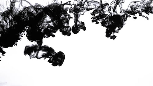 Black Ink Swirling in Water Abstract