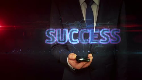 Success on businessman hand