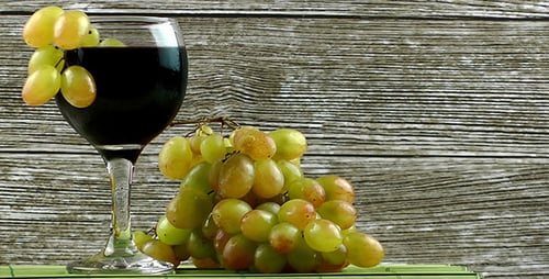 Glass of Wine and Grape