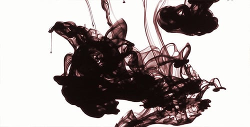 Black Ink Flowing and Spreading in Clear Water