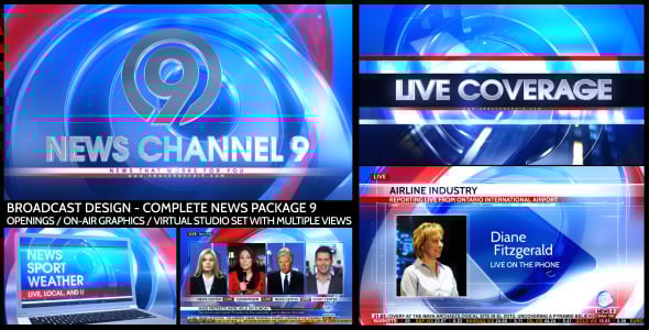 Dynamic News Broadcast Package with Virtual Studio Elements, Broadcast ...