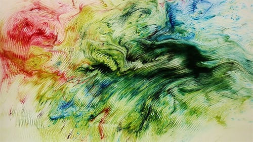 Hand Creating Vibrant Abstract Art with Color
