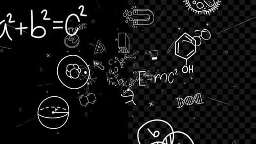 Wissenschaftliche Doodles auf Alpha