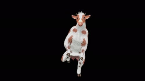 Cartoon Cow Dancing Animation with Alpha Channel