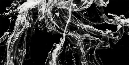 White Ink Swirling on Black Background