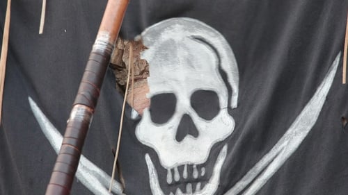 Weathered Pirate Flag with Skull and Crossbones